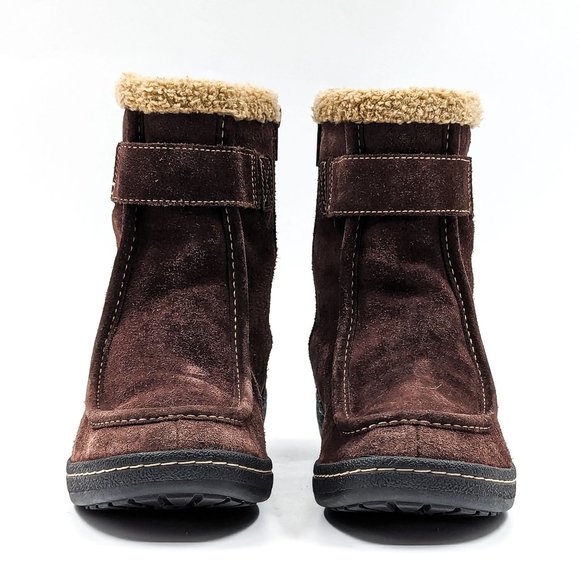 Timberland Women Winnicut Dark Brown Leather Faux Fur Lined Winter Boots size 8 - Picture 2 of 12